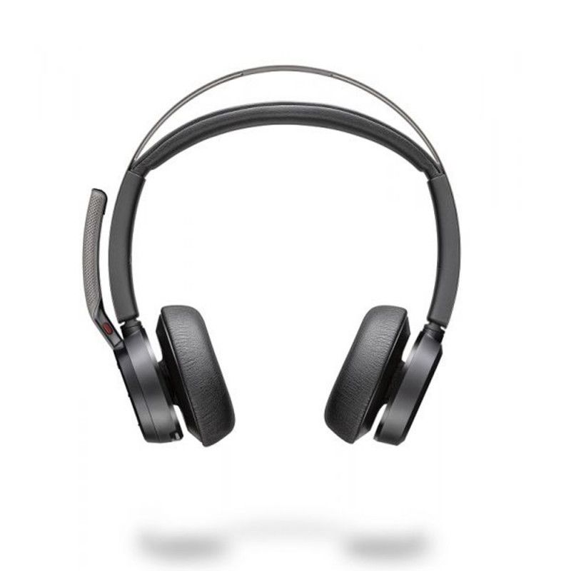 Poly Focus 2 Wireless Headset - Stereo Bluetooth, USB-C to A Adapter, Charging Dock, Black