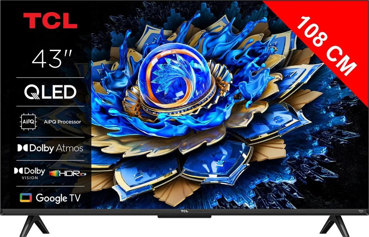 TCL 43T69C QLED TV 43" (109 cm) 4K HDR Smart TV with Google TV