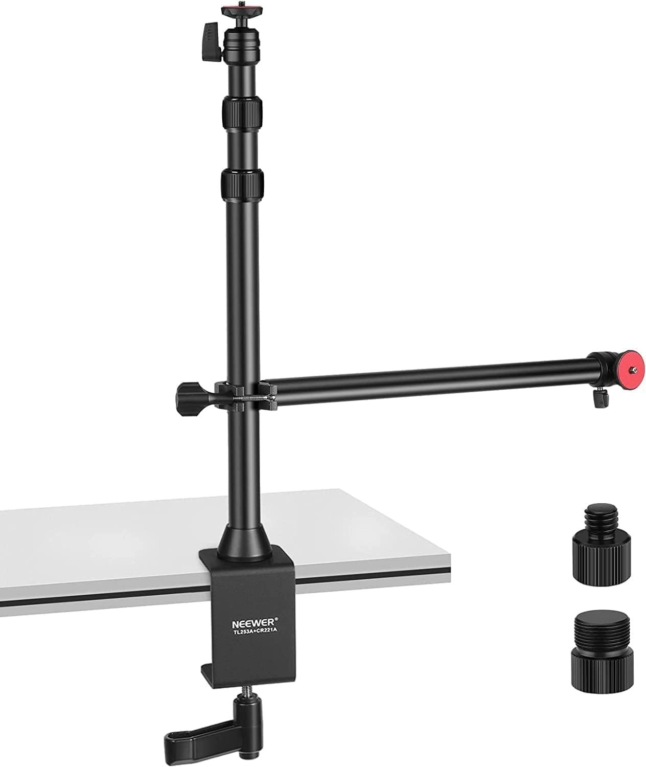 Soporte de mesa para cámara Neewer con brazo flexible, altura ajustable de la lámpara con pinza de mesa, cabezal esférico giratorio para DSLR digital