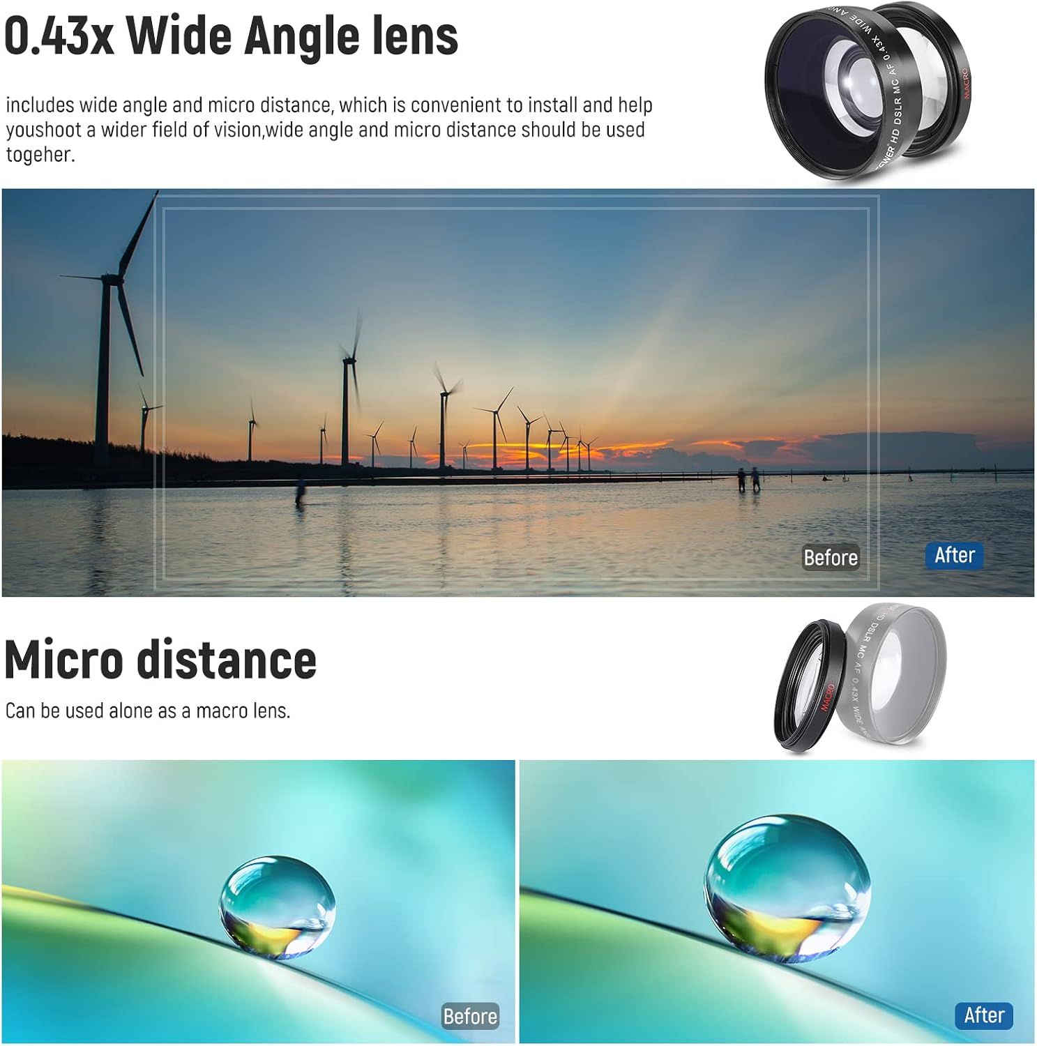 Kit de lente y filtro Neewer de 58 mm