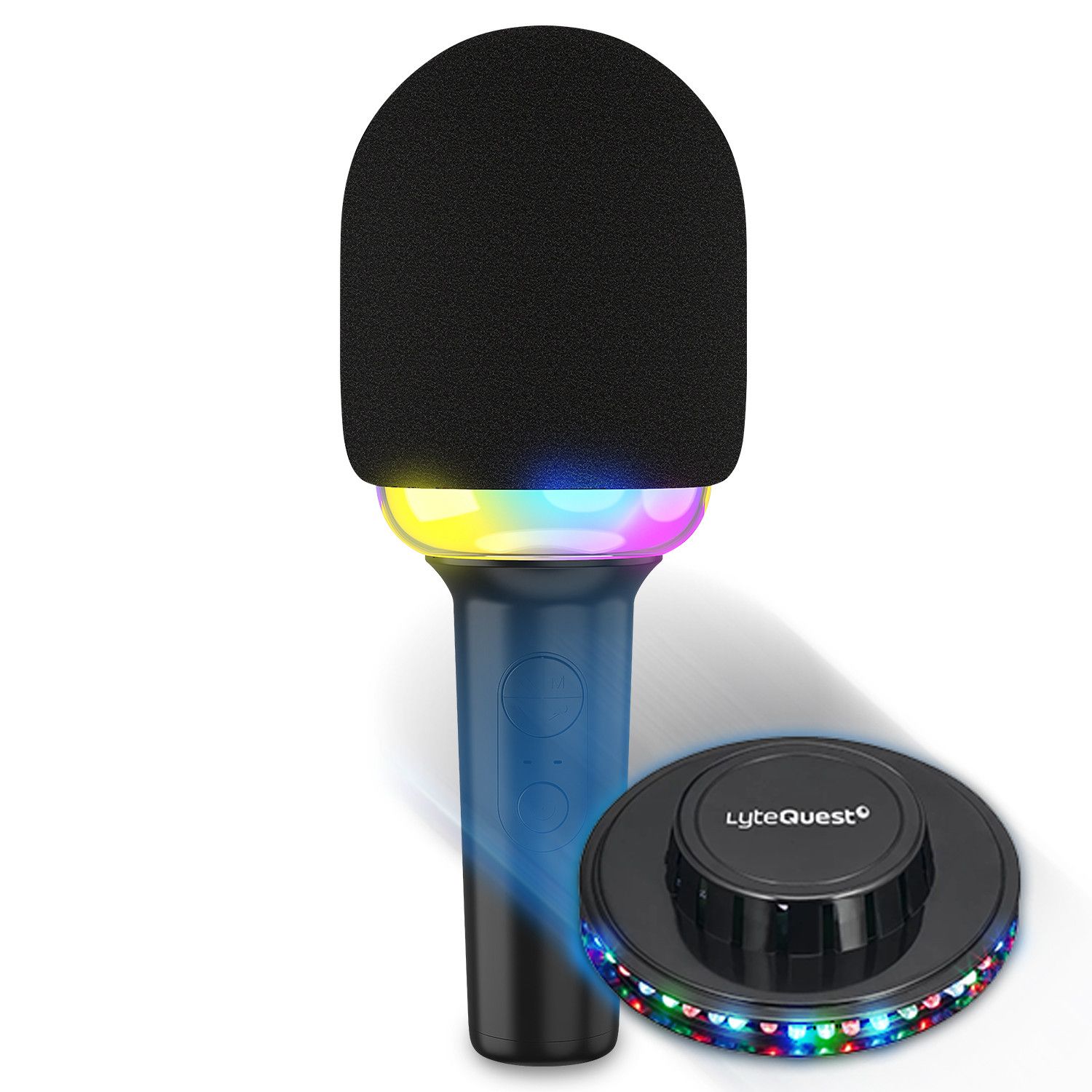 Ledwood SINGMASTER Wireless Karaoke Microphone with LED Effects, Bluetooth 5.3, 5-Voice Effects, 4-Hour Battery, 15W Speaker, Light Show