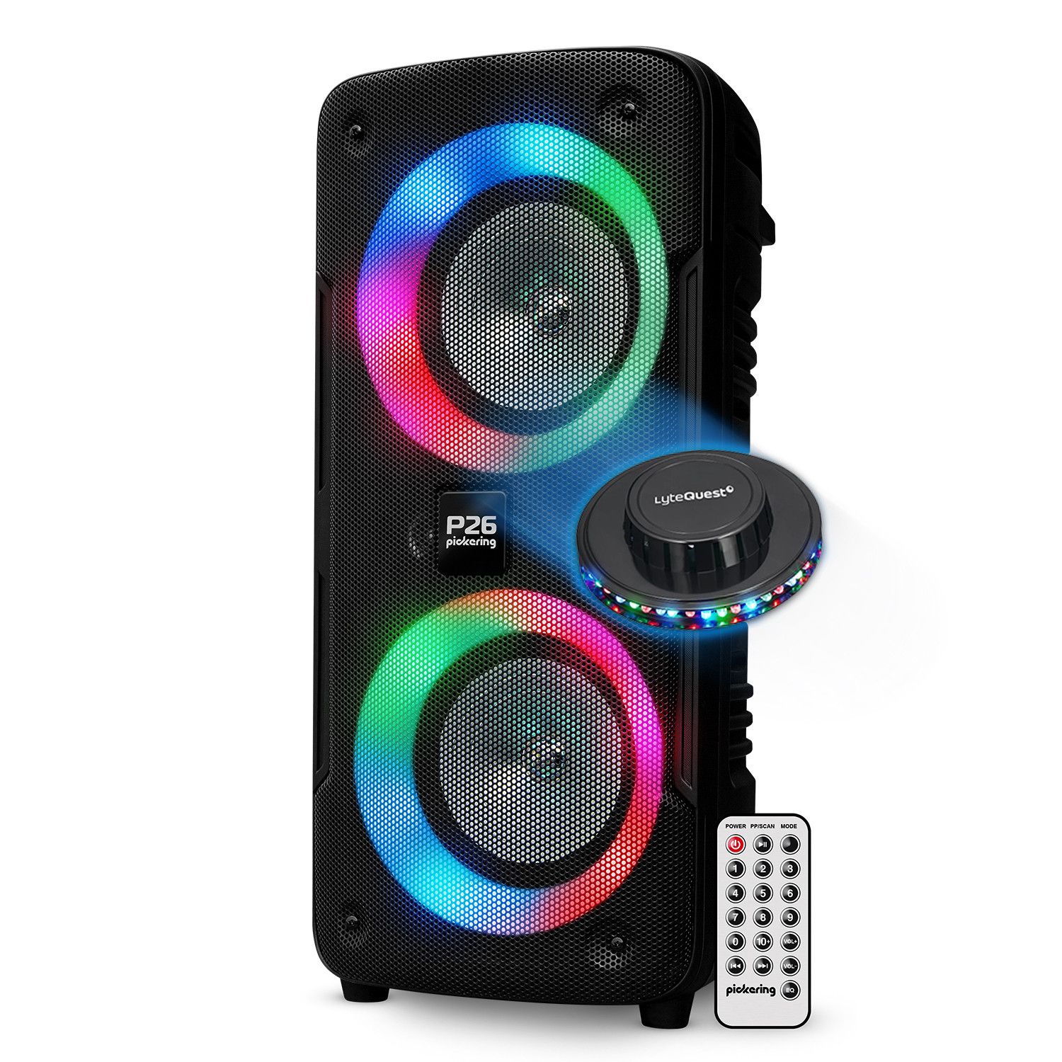 Altavoz autónomo Pickering Panther P26 de 300W con luces LED y Bluetooth