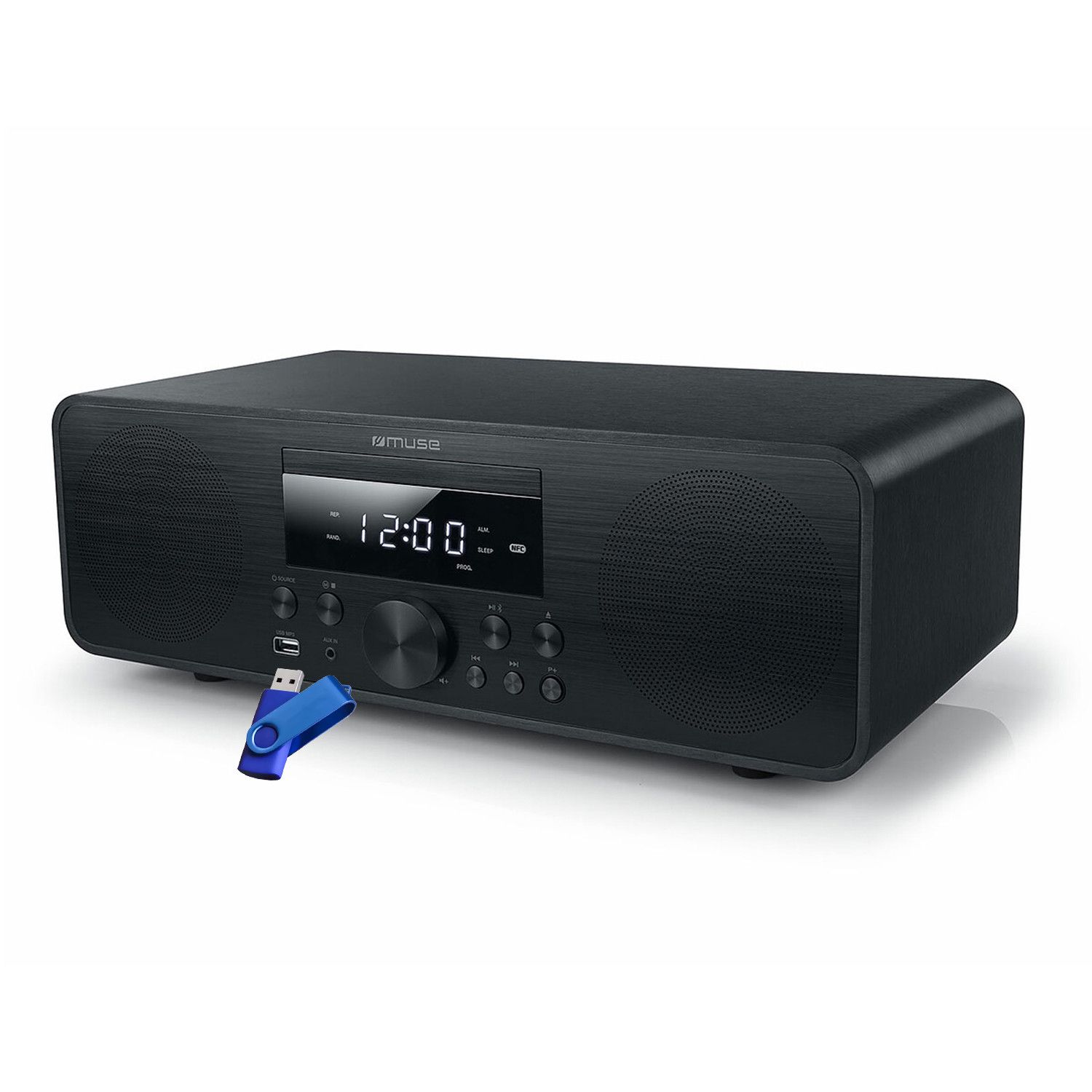 Muse M-880 FBC Stereo Micro System - 2x40 Watts - FM/DAB+ Radio - CD Player with Drawer, Bluetooth + 32G Key