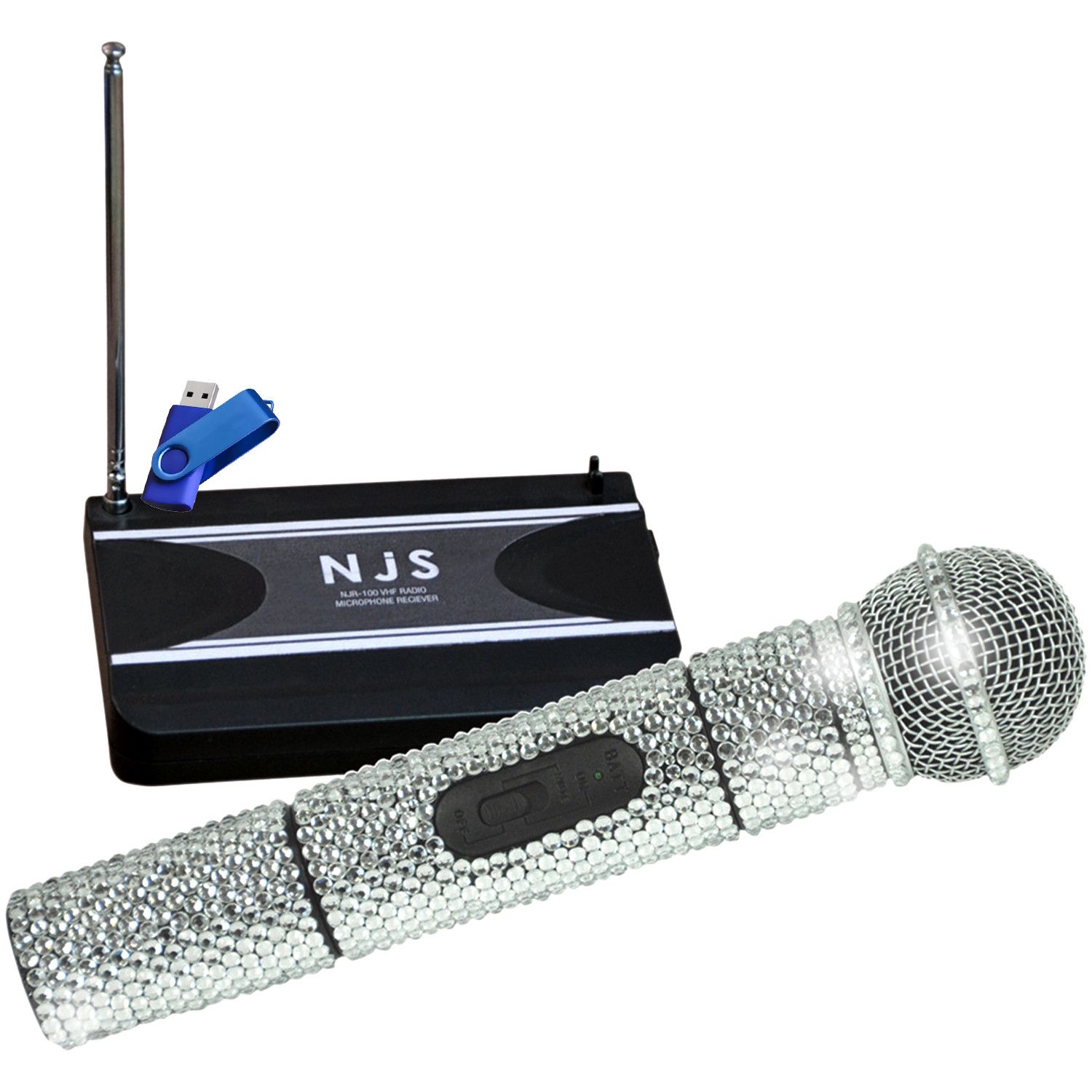 New Jersey Sound NJS204 Crystal Silver Handheld VHF Radio Microphone System