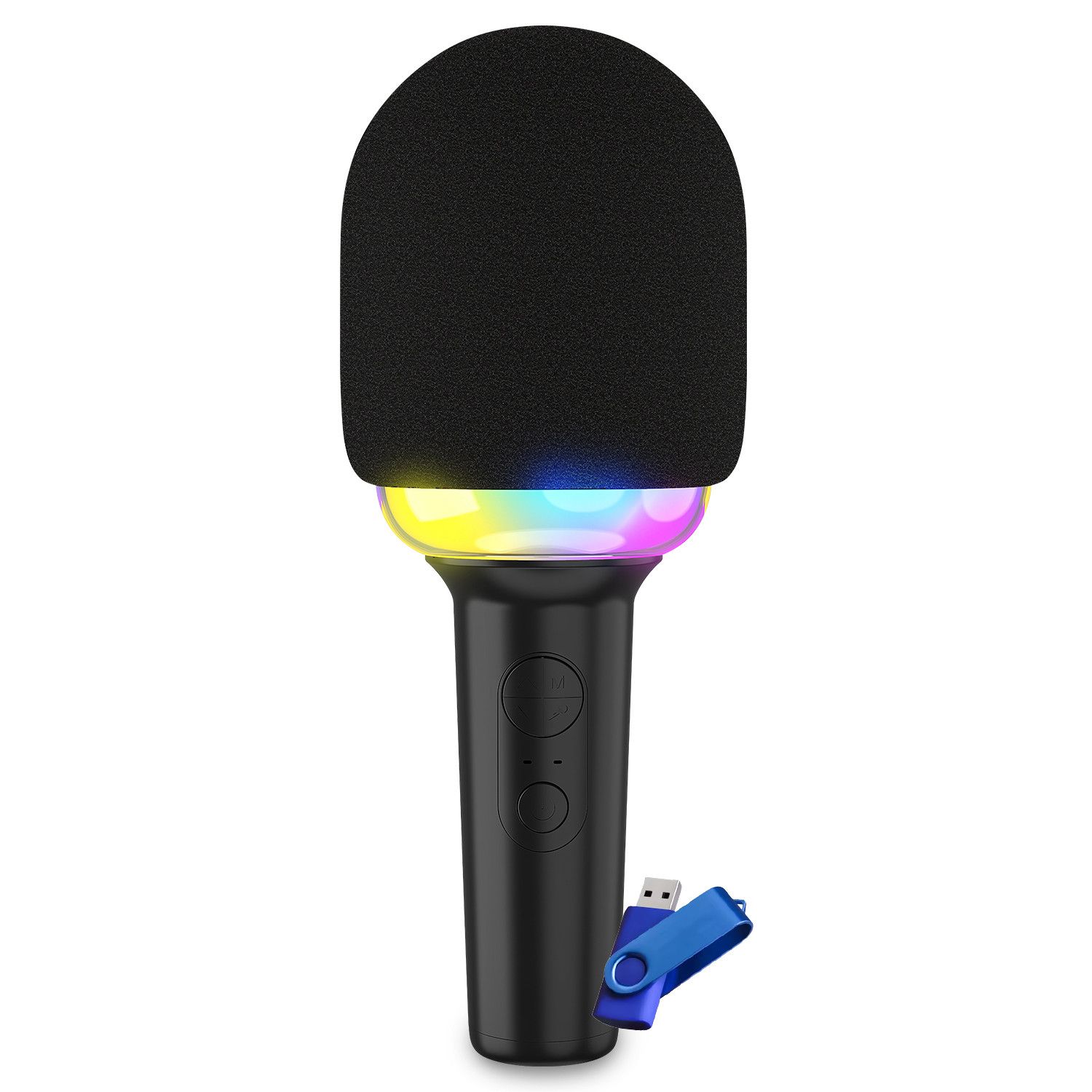 Ledwood SINGMASTER Wireless Karaoke Microphone with LED Effects, Bluetooth, 4-Hour Battery, 15W Speaker, USB Charging + 32G Key