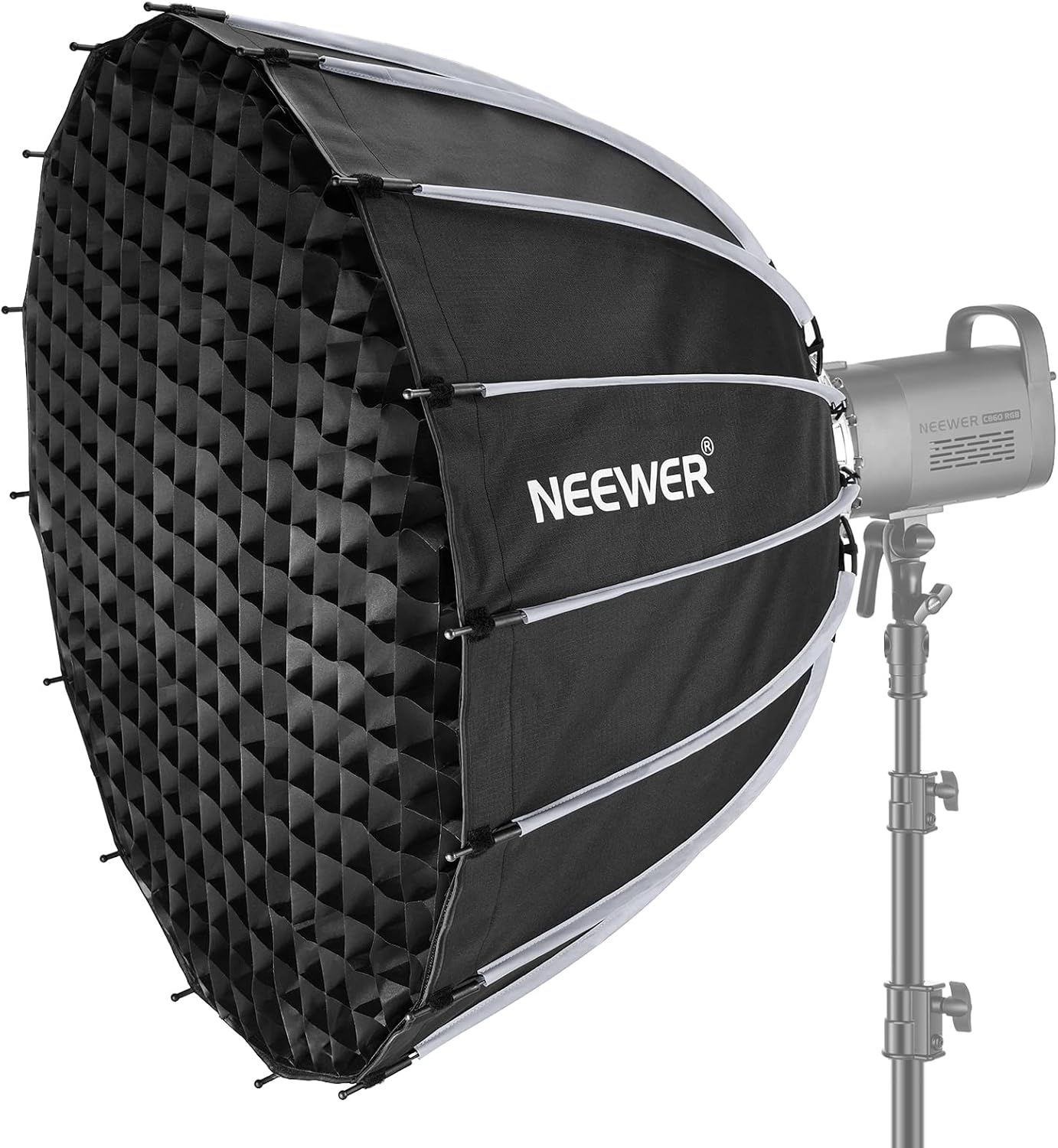 Neewer 85cm Softbox, Quick Install & Fold, with Honeycomb Grid Diffusers, Compatible with Aputure 120d, Godox SL60W, Neewer RGB CB60 and Bowens Mount Lights