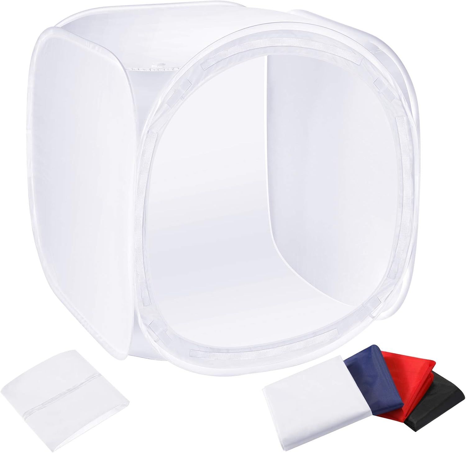 Caja de luz Neewer de 60x60 cm con tela de fondo de 4 colores (rojo, azul, negro, blanco) para fotografía