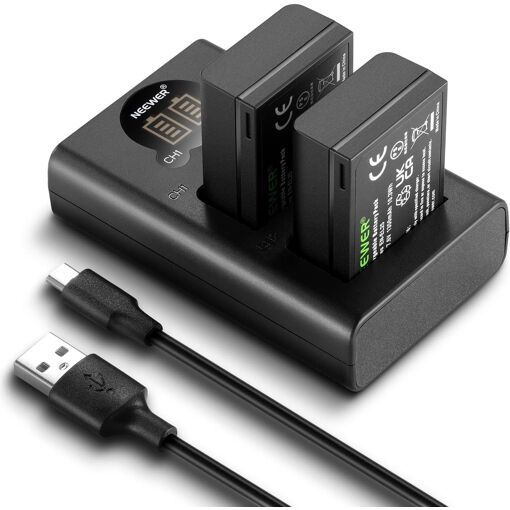 Kit de batería y cargador Neewer EN-EL25 de 1350 mAh (2 baterías + cargador USB) compatible con Nikon Z30, Z50, ZFC, EN-EL25