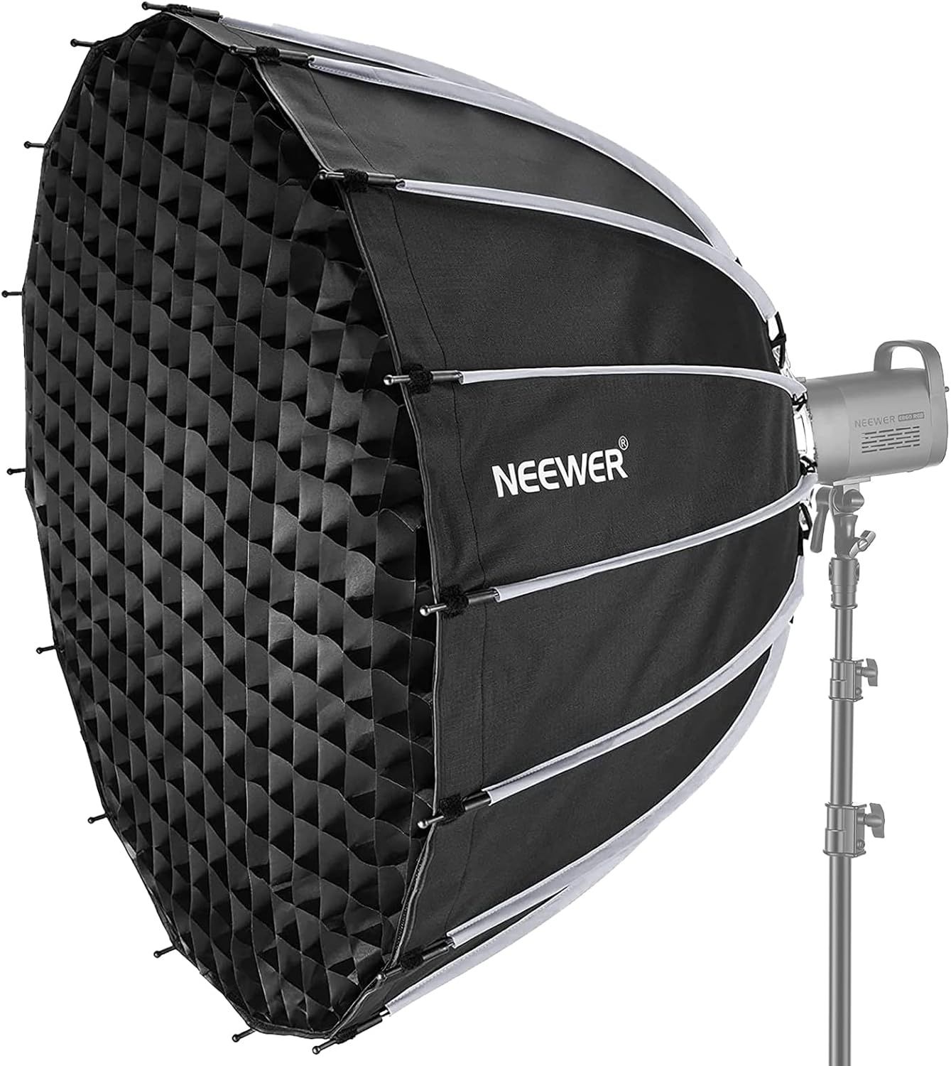 Neewer 48x120cm Softbox with Rapid Install and Fold, Honeycomb Grid Diffusers, Compatible with Aputure 120d, Godox SL60W, Neewer RGB CB60 and Bowens Mount Lights