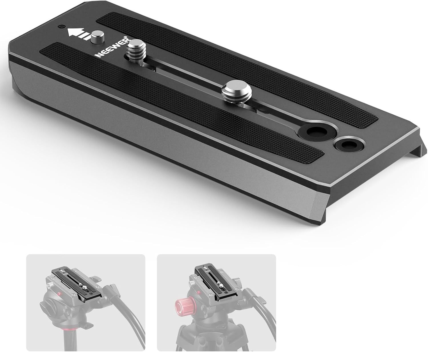 Neewer Quick Release Plate 501PL, Compatible with MVH500AH/MVH502AH, 3/8' and 1/4' Thread Mounting Plate with Anti-Drop Pin for GM001/GM002/GM006 Heads