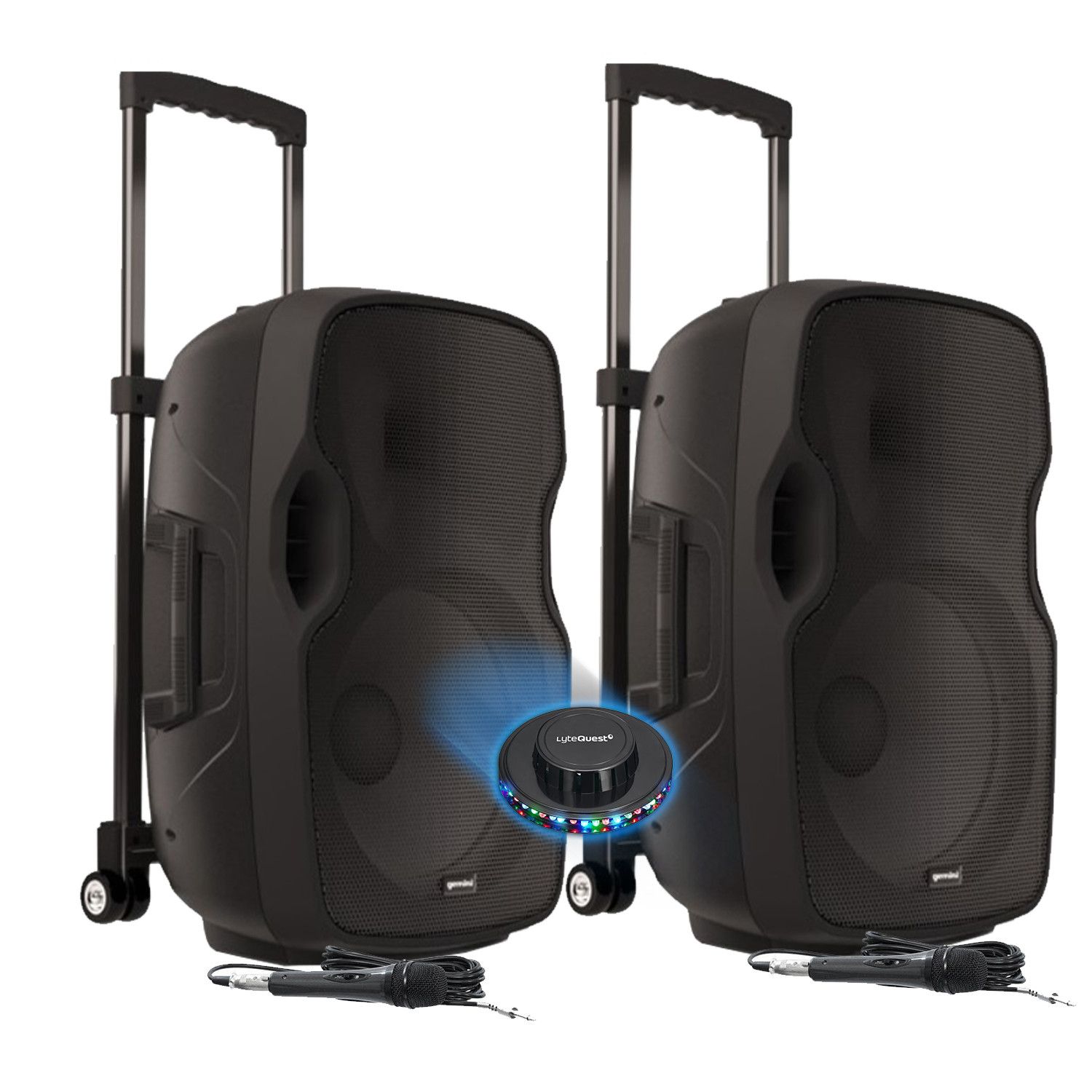 Gemini Active Speaker System AS 10 TOGO - 2000W Portable with Battery, Microphone, USB/Bluetooth/AUX/SD, DJ PA Sound
