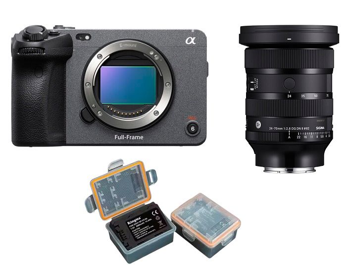 Sony FX3A Camera Kit with Sigma 24-70mm f/2.8 DG DN II Art Lens and Kingma Battery (Sony NP-FZ100)