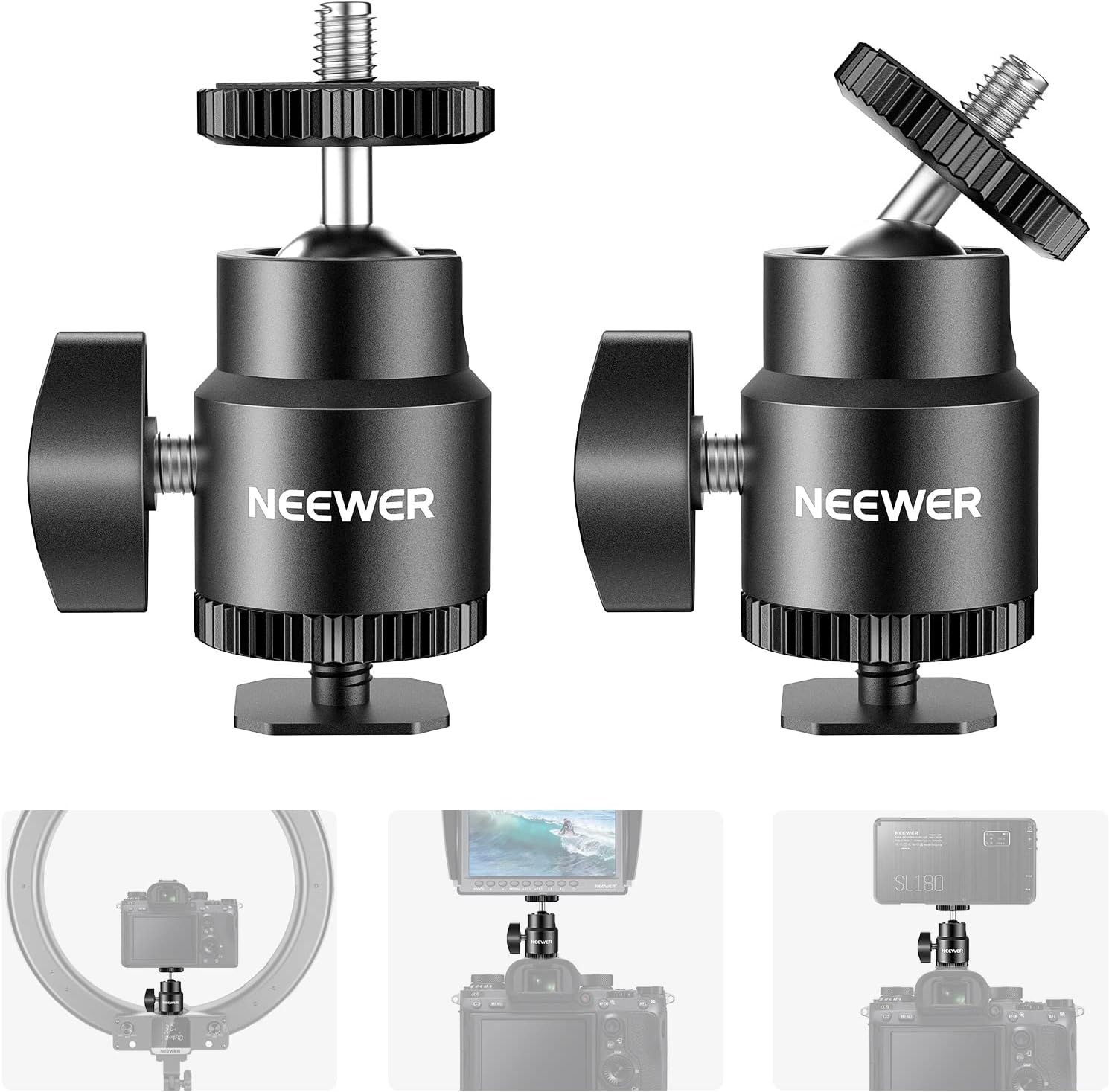Adaptador de agarre esférico Neewer 1/4" miniatura