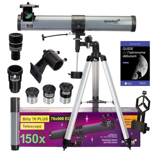 Telescopio Levenhuk Blitz 76 Plus para astrofotografía con zoom y accesorios