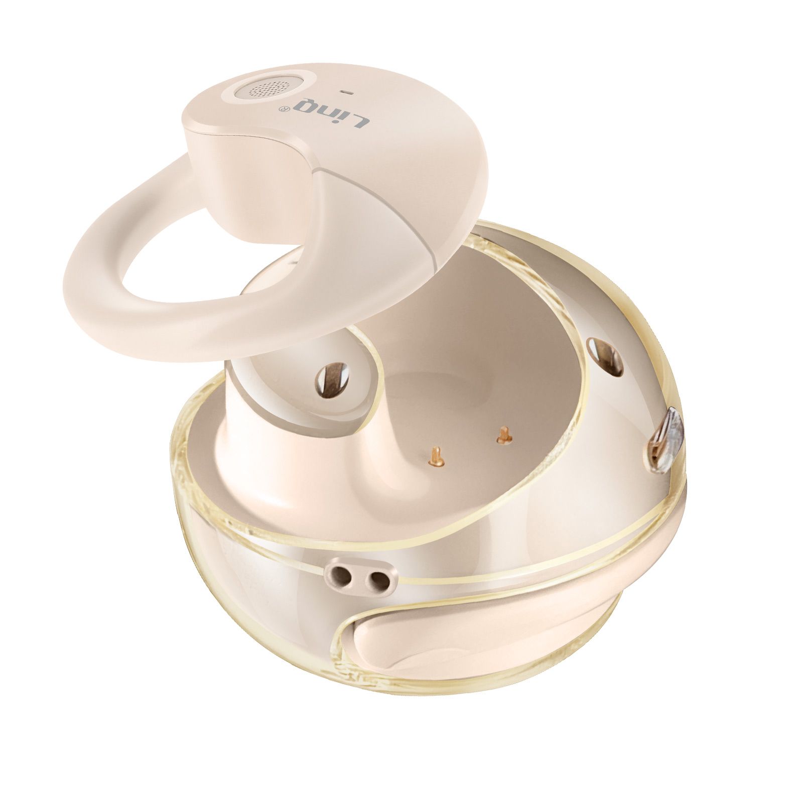 LinQ Bluetooth Headphones Open Design Clip, Beige