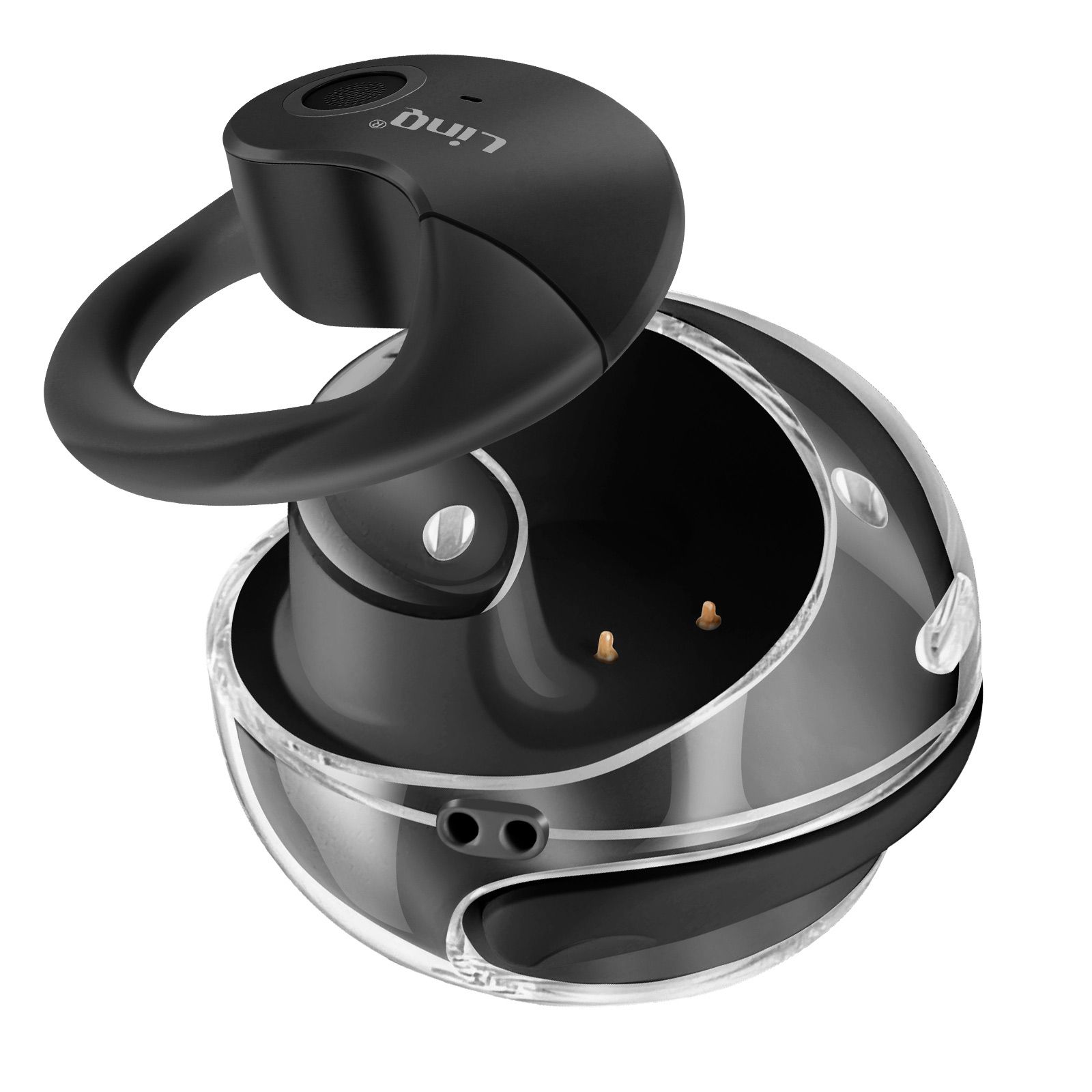 LinQ Bluetooth Headphones Open Design Clip, Touch Control, Black