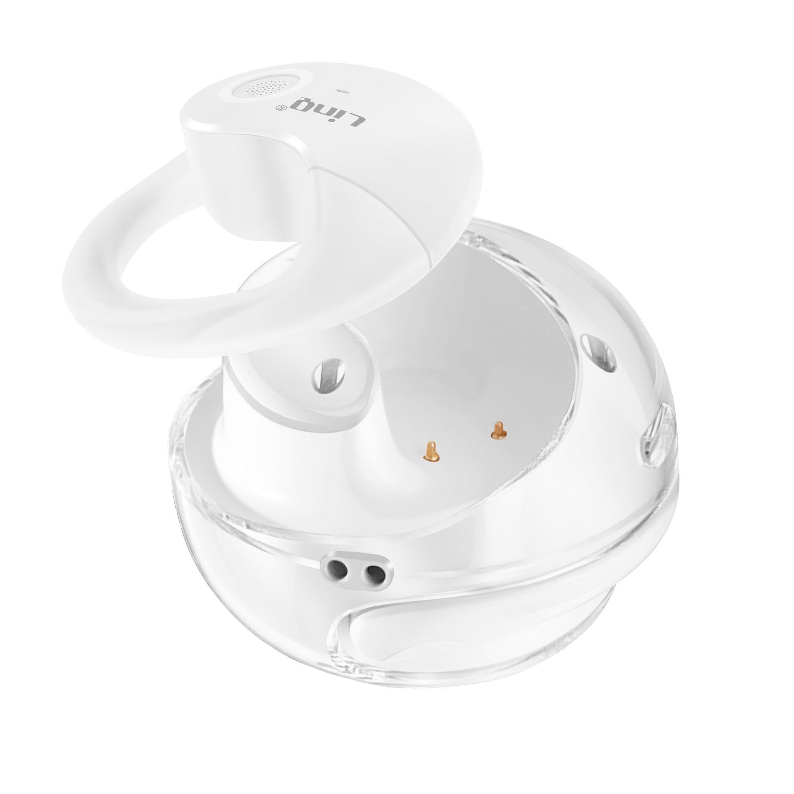 LinQ Bluetooth Earbuds with Open Design, Touch Control, and Sweat Resistance - White