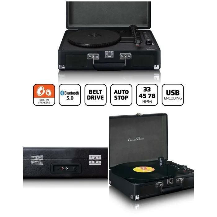 Reproductor de vinilo Lenco TT-115BK - Bluetooth 5.0, 3 velocidades