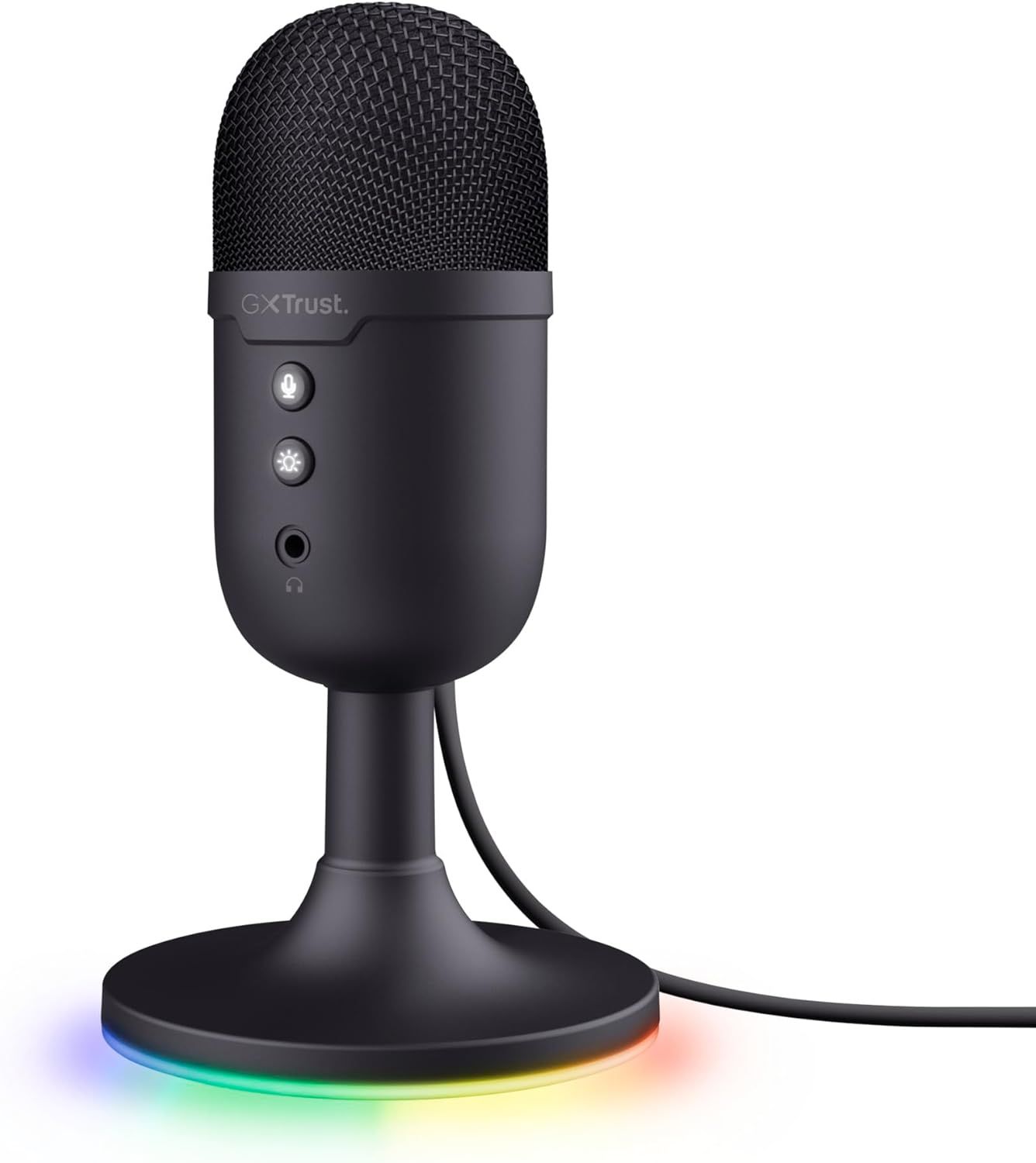 Microphone Trust Gaming GXT 236 Yami pour Streaming, PS5/PS4, Microphone USB à Condensateur avec Filtre Anti-Bruit, Bouton de Silencieux, Éclairage LED RGB - Noir