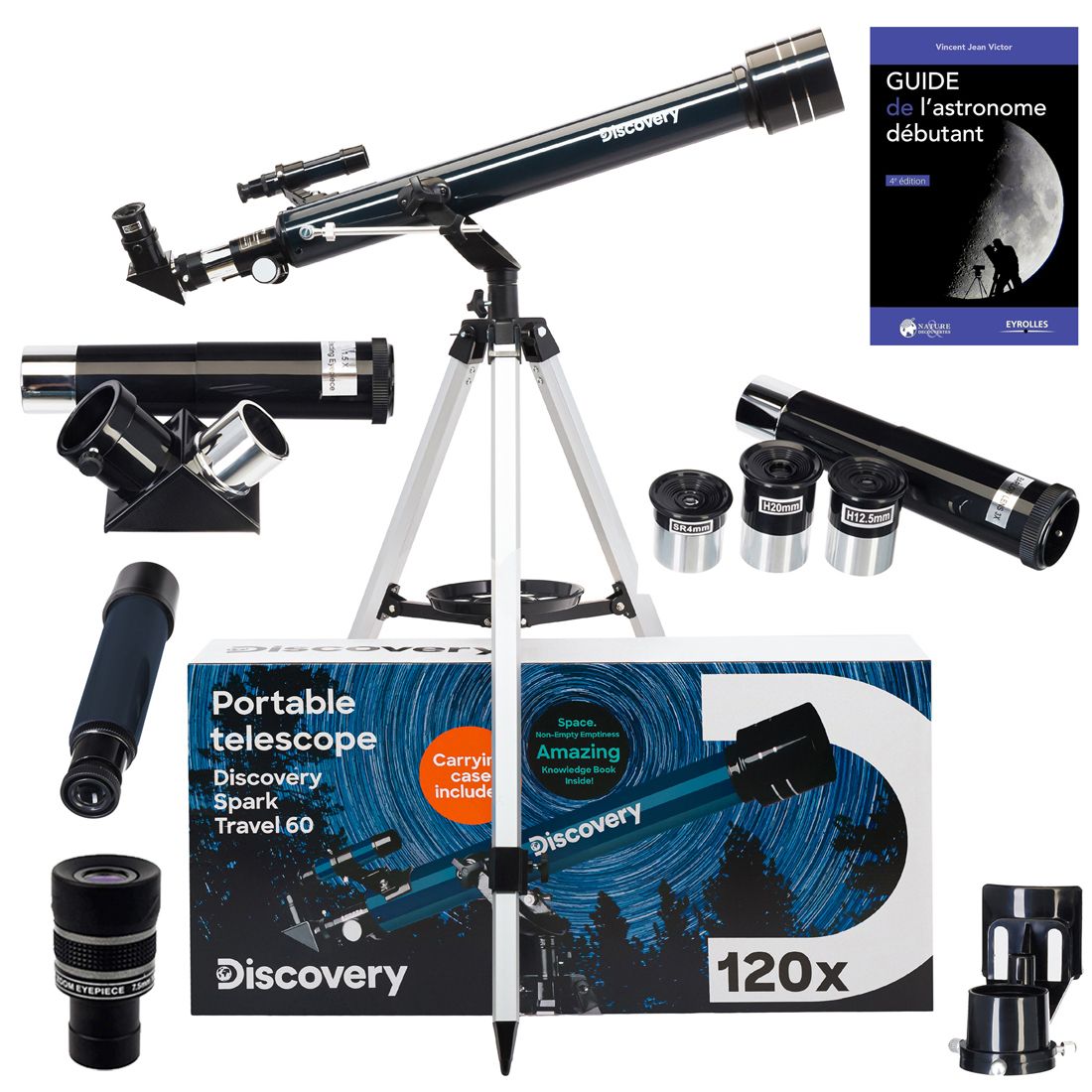 Télescope de voyage Discovery Spark 60 avec zoom, oculaires et accessoires