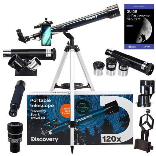 Telescopio de Fotografía Astronómica Discovery Spark Travel 60 con Zoom, Accesorios