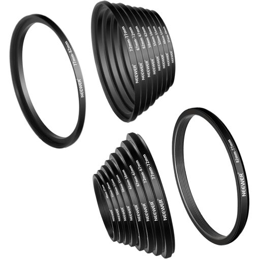 Neewer Metal Adapter Rings Kit - 9 Step-Up + 9 Drop-Down for Camera Lens
