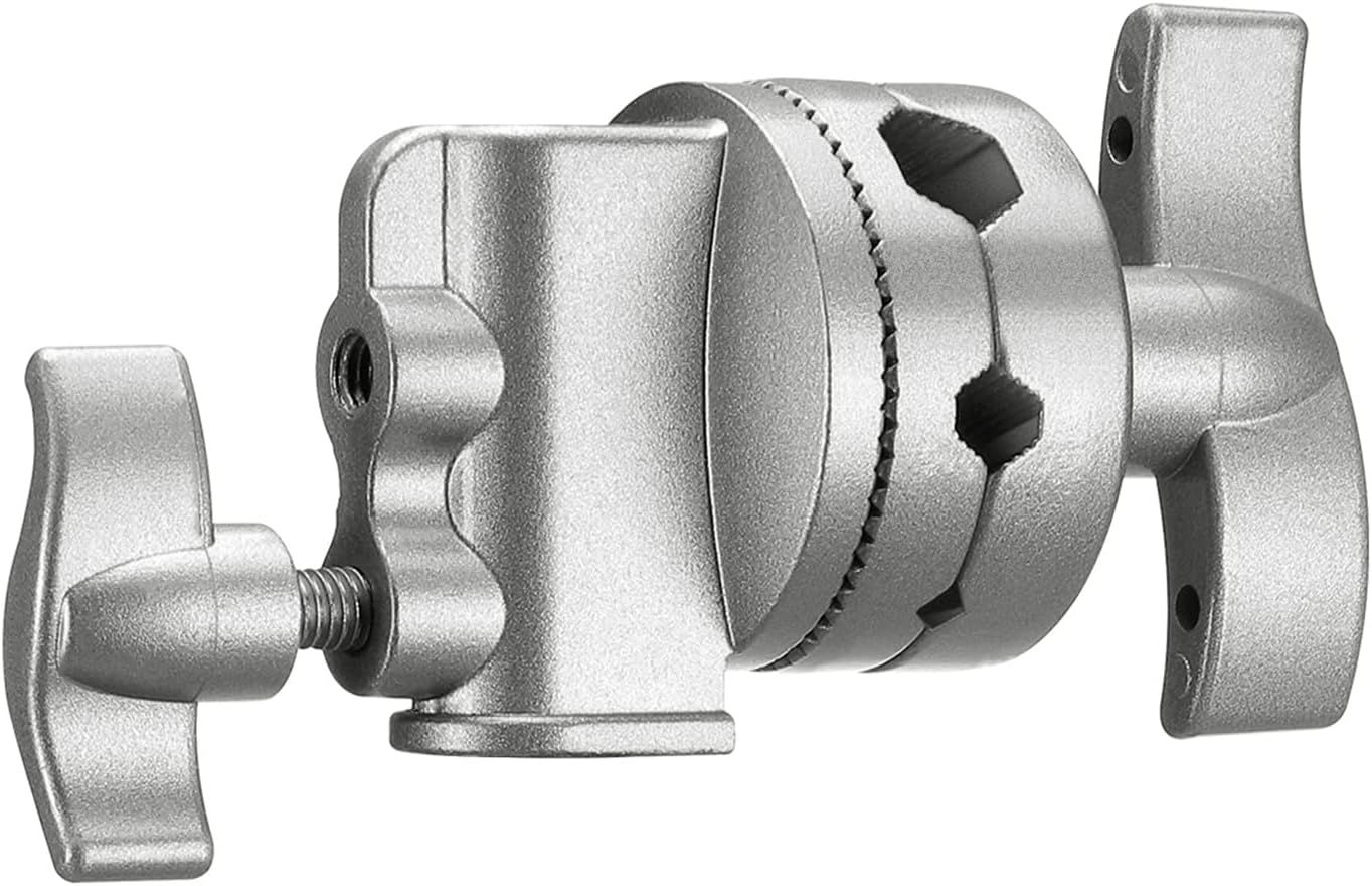 Cabezal con agarre giratorio Neewer para soporte de luz, brazos extensibles, etc. con plato de 1/2, 1/4, 3/8 y 5/8 pulgadas (plata)