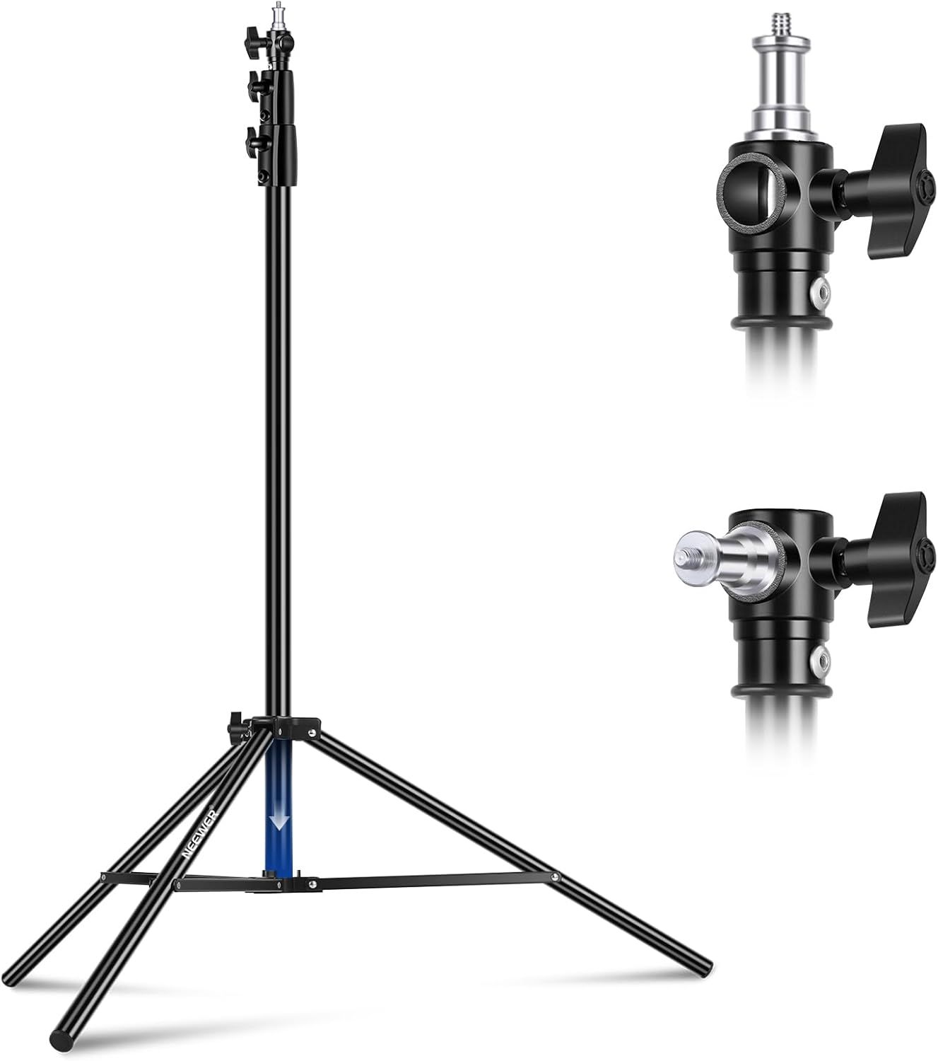 Neewer 2.8m Air Cushion Light Stand, Metal Tripod with Reversible 1/4" to 3/8" End, 3-Way Mounting Interface & Metal Locking Buttons, Max Load 2.5kg, ST-280AC