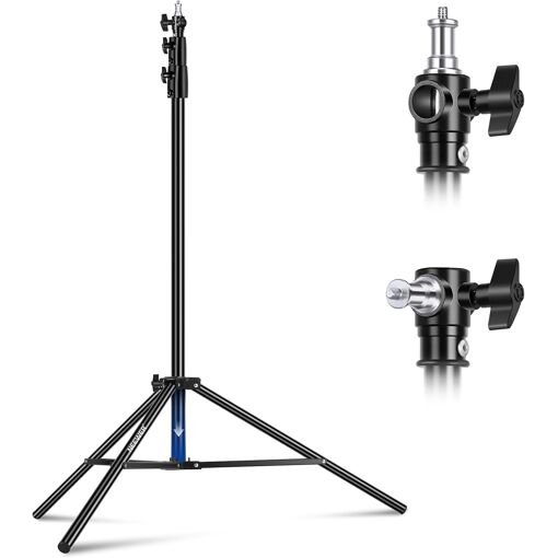 Neewer 2.8m Air Cushion Light Stand, Metal Tripod with Reversible 1/4" to 3/8" End, 3-Way Mounting Interface & Metal Locking Buttons, Max Load 2.5kg, ST-280AC