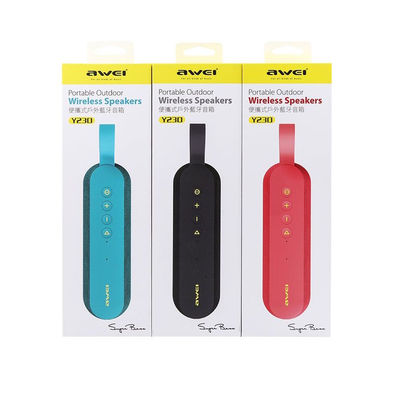 Awei Y230 Bluetooth Speaker - Portable with Built-in Microphone and MicroSD Card Reader (Black)