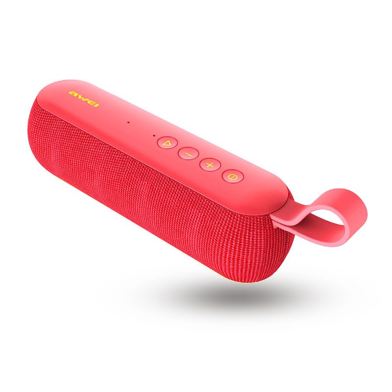 Awei Y230 Bluetooth Speaker - Portable with Built-in Microphone and MicroSD Card Reader (Red)