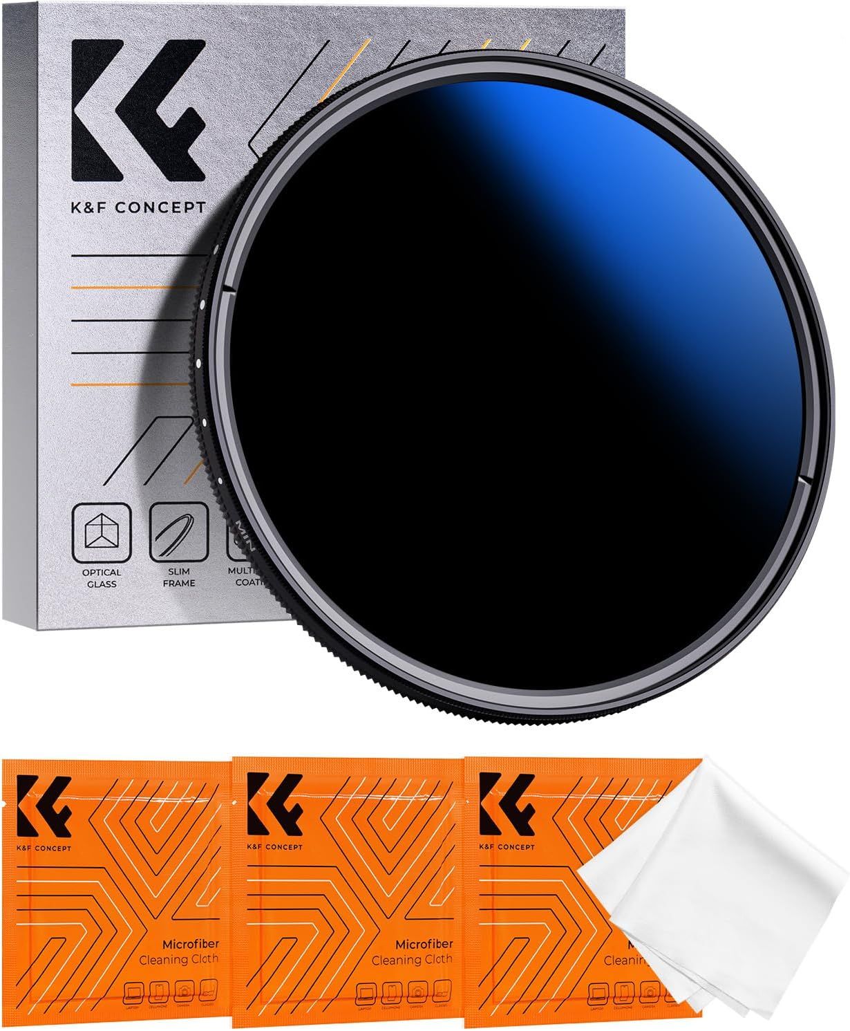 77mm Variable ND Filter 1-11 F-Stops Neutral Density with 3 Microfibre Cleaning Cloths Packaged under Vacuum for Camera Lens (K Series)