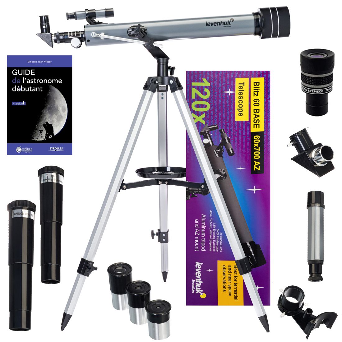 Levenhuk Blitz 60 Base Telescope with Zoom, Eyepieces and Accessories