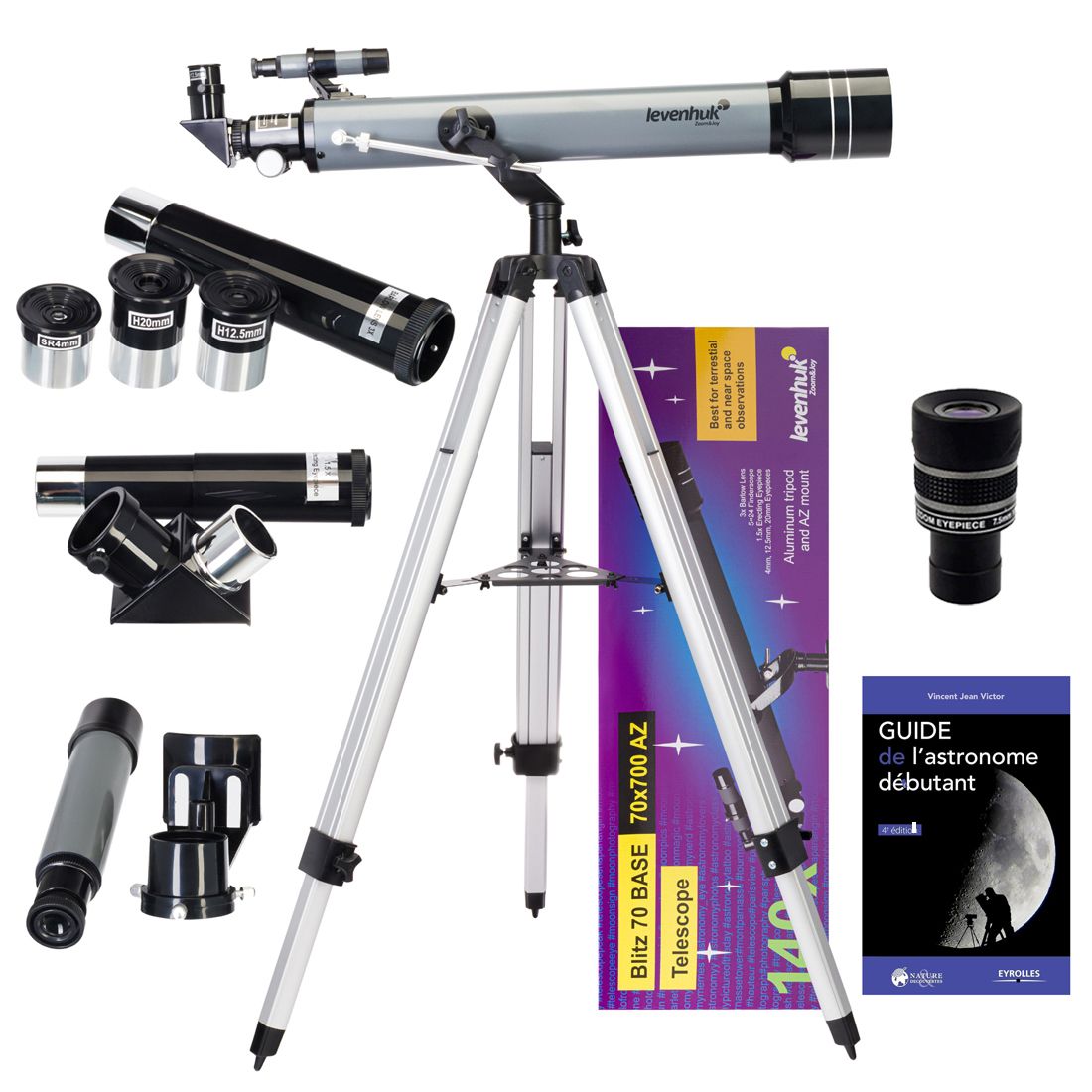 Levenhuk Blitz 70 Base Telescope with Zoom, Eyepieces and Accessories