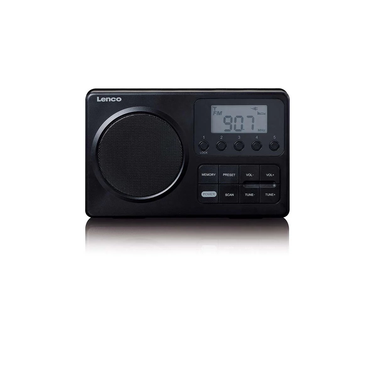 Lenco MPR-035BK - Compact FM Radio with LCD Screen - Black - Euro/Type-C (CEE 7/16)