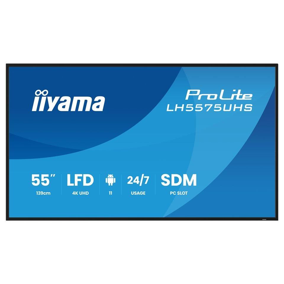 Iiyama ProLite LH5575UHS-B2AG - 55" LED Backlit LCD Display - Digital Signage with Built-in Media Player, PC Slot - 4K UHD (2160p) 3840 x 2160 - Black (Frame), Matte Finish