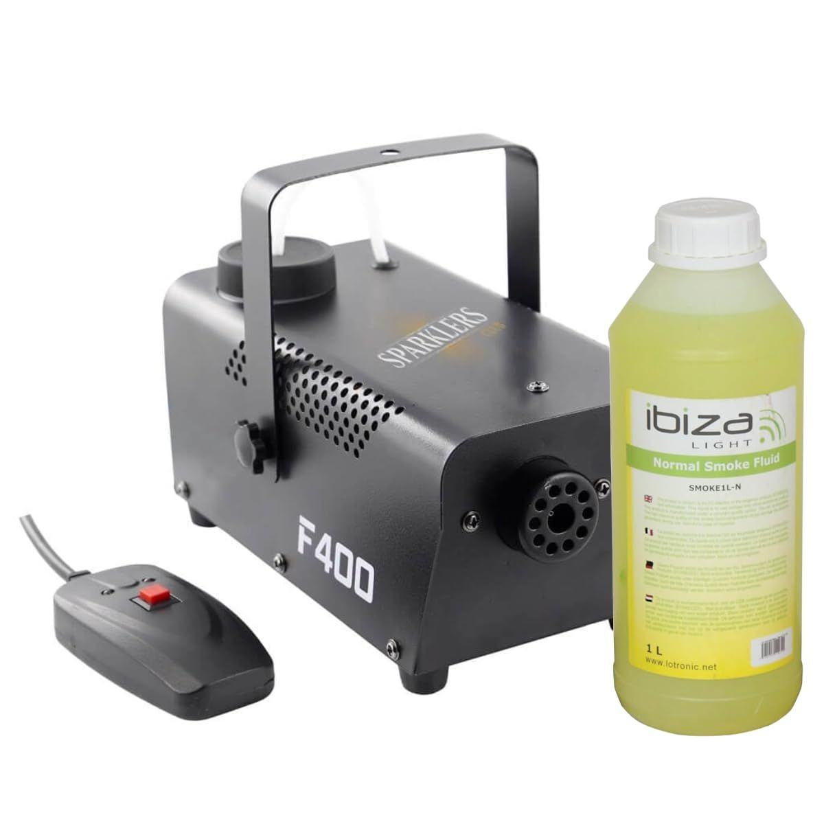 Sparklers Club 400W Smoke Machine with Liquid - Fast Heat Time, High Smoke Output, Portable Design (1 MACHINE + 1L)
