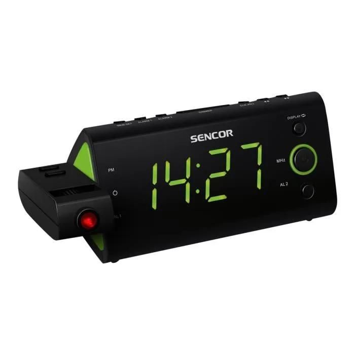 Sencor SRC 330 GN Alarm Clock - Green LED Display - FM Tuner - Projected Time