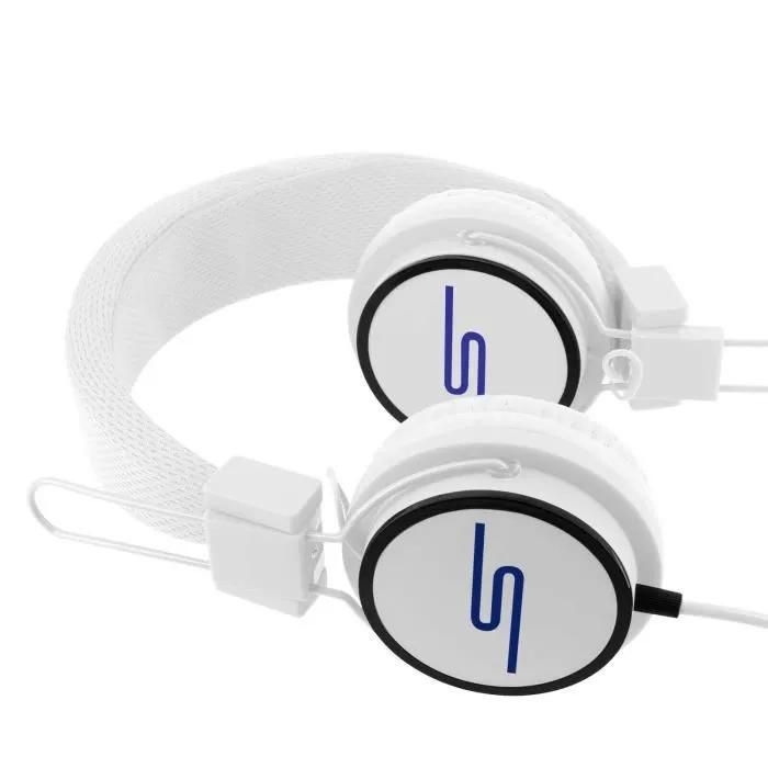 Avizar EXTRA-Bass Headphones - White - Wired - Integrated Microphone - Over-ear