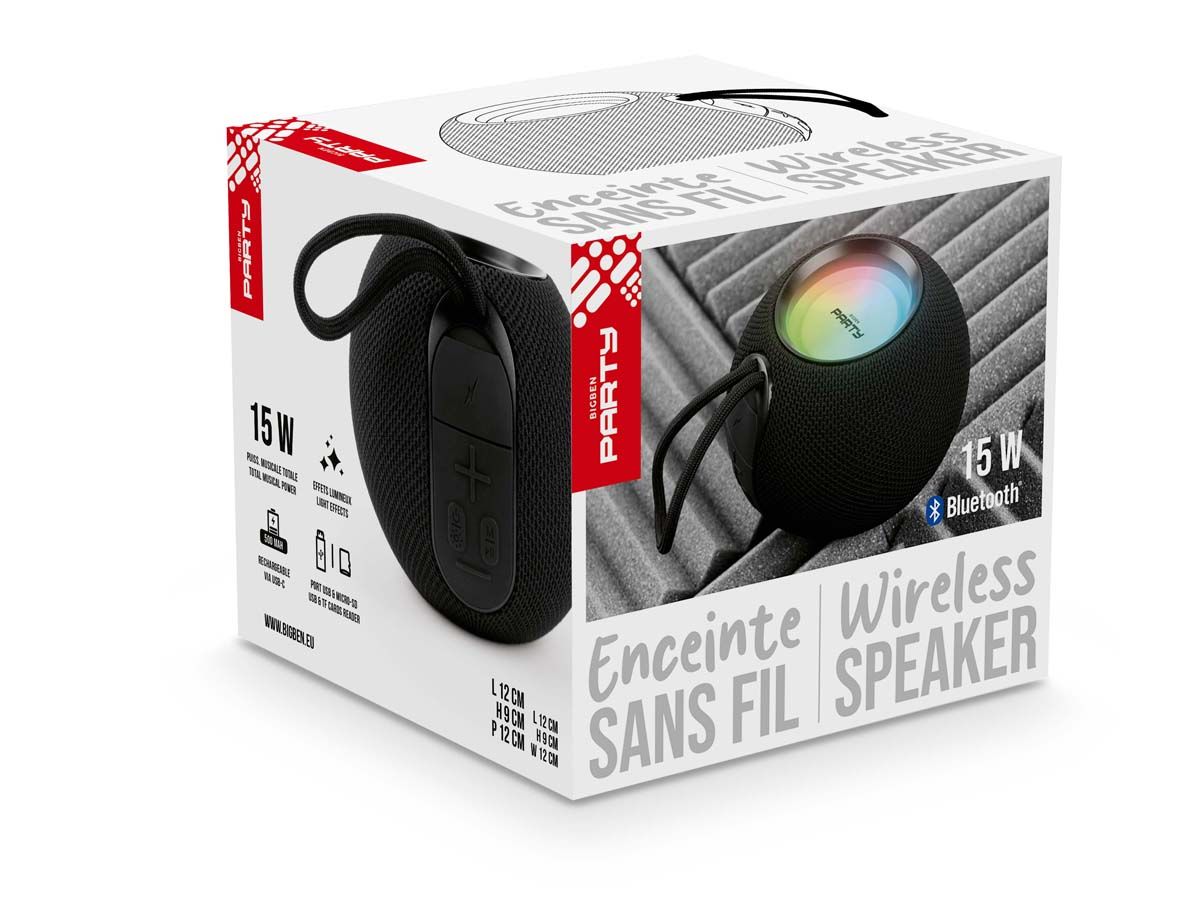 Bigben Connected Luminescent Bluetooth Speaker (Black Fabric)