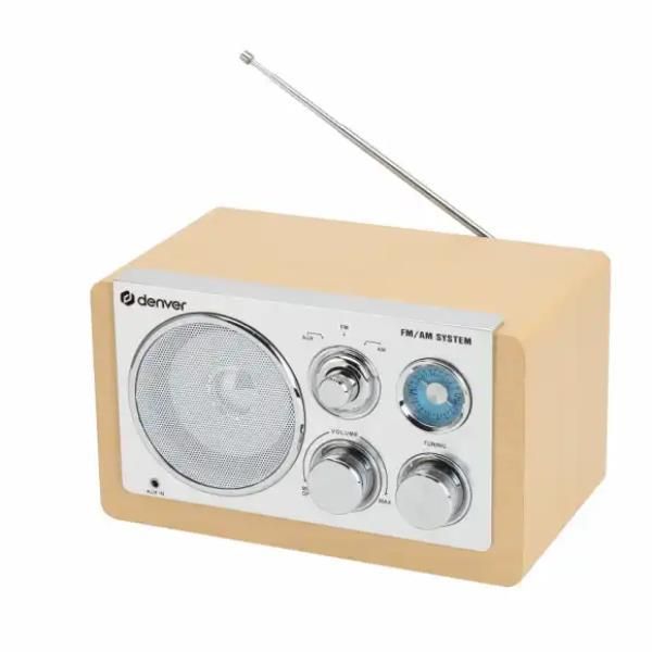 Radio portátil Denver TR-63LW, bambú y plata