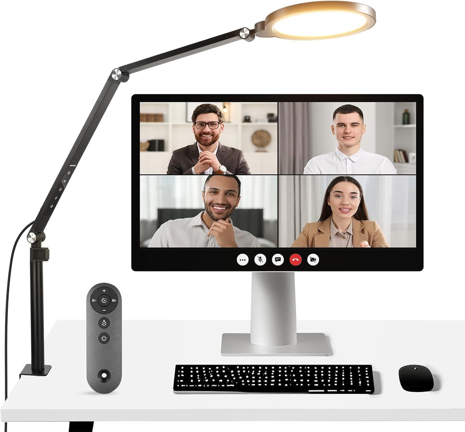 Kit de iluminación de escritorio Neewer de 10W para teléfonos móviles de 7", luz de anillo de intensidad variable de 3000K a 6500K con soporte