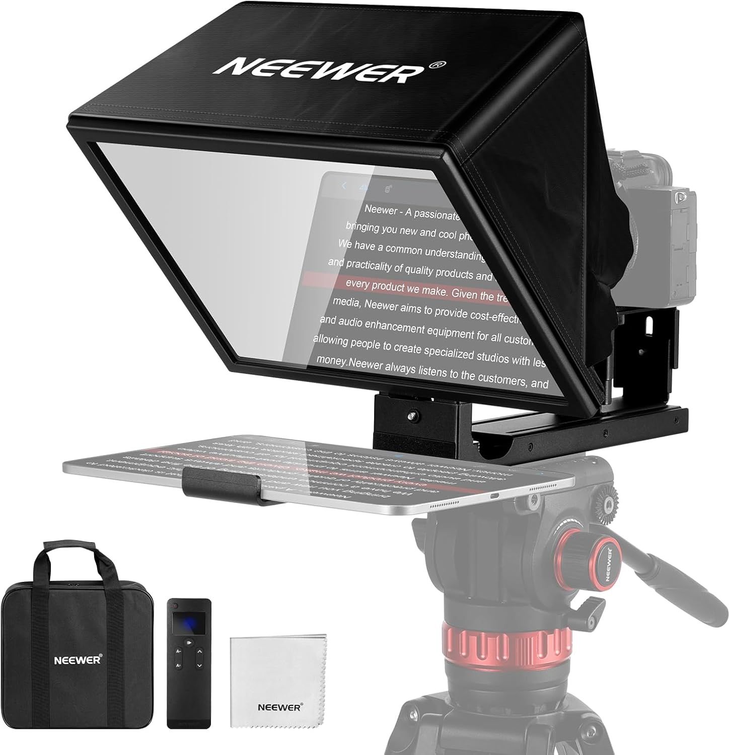 Téléprompteur Neewer X12B en alliage ajustable de 12 pouces pour iPad, tablettes, téléphones et appareils photo DSLR