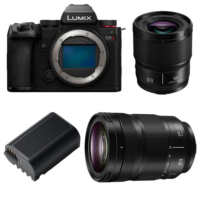 Panasonic Lumix S5 Mark II + 24-105 + 50mm f/1.8 + Second Battery, 3-Year Warranty