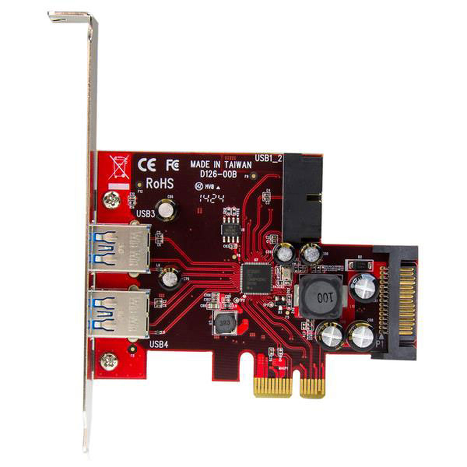 StarTech.com 4-Port USB 3.0 PCI Express Controller Card - 2 External 2 Internal 