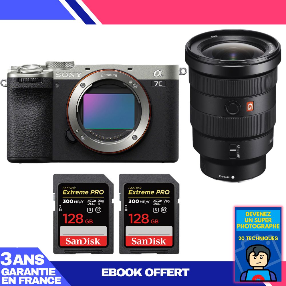 Sony A7C II Silver Kit with FE 16-35mm f/2.8 GM and 2x 128GB SanDisk Extreme PRO UHS-II SDXC Cards