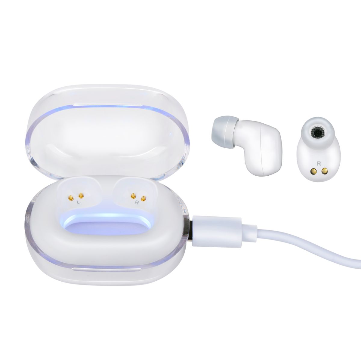 Grundig Bluetooth Wireless Earbuds - In-Ear Headphones with USB-C Case - Mic - 3hr Battery - White