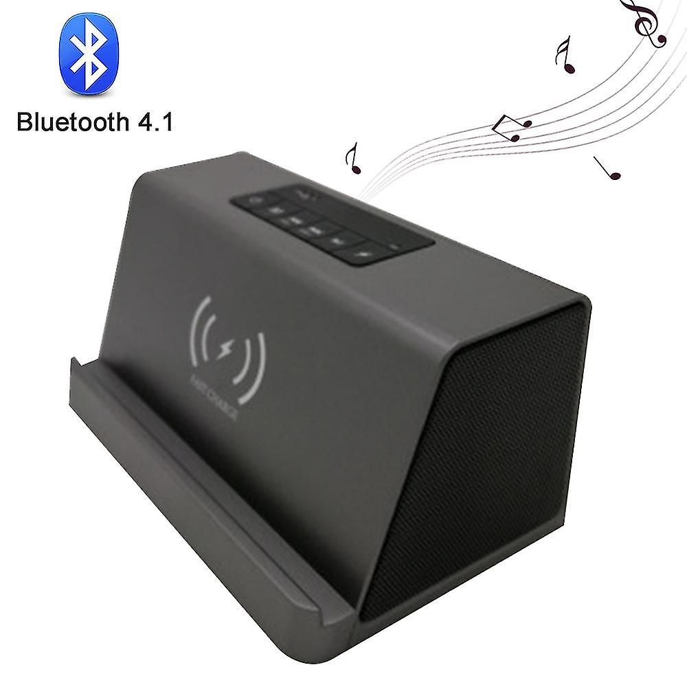 Ynong Bluetooth Speaker V4.1 Portable with Wireless Charging Qi, Metal Grey