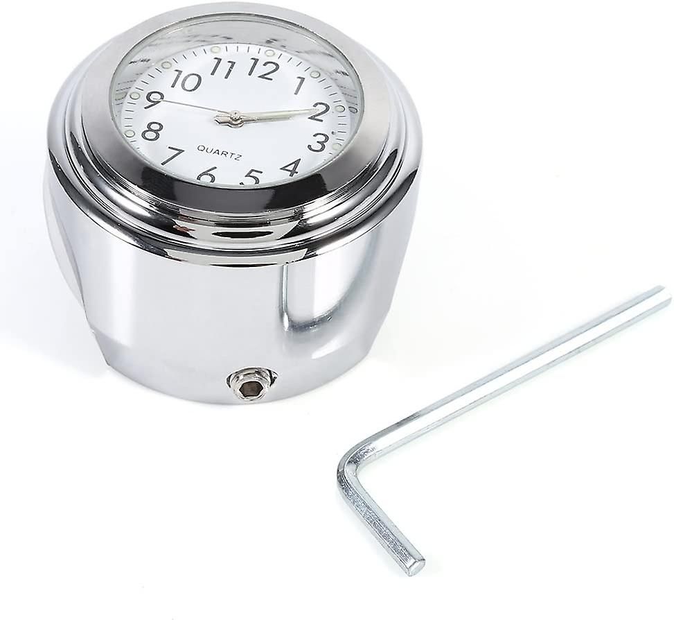 Ynong Motorcycle Handlebar Gauge, 7/8" - 1", White Dial, Accurate Clock