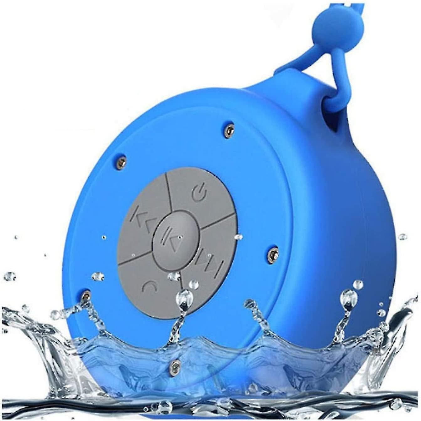 Haut-parleur de douche Bluetooth étanche Ynong, sans fil et portable avec ventouse, bleu
